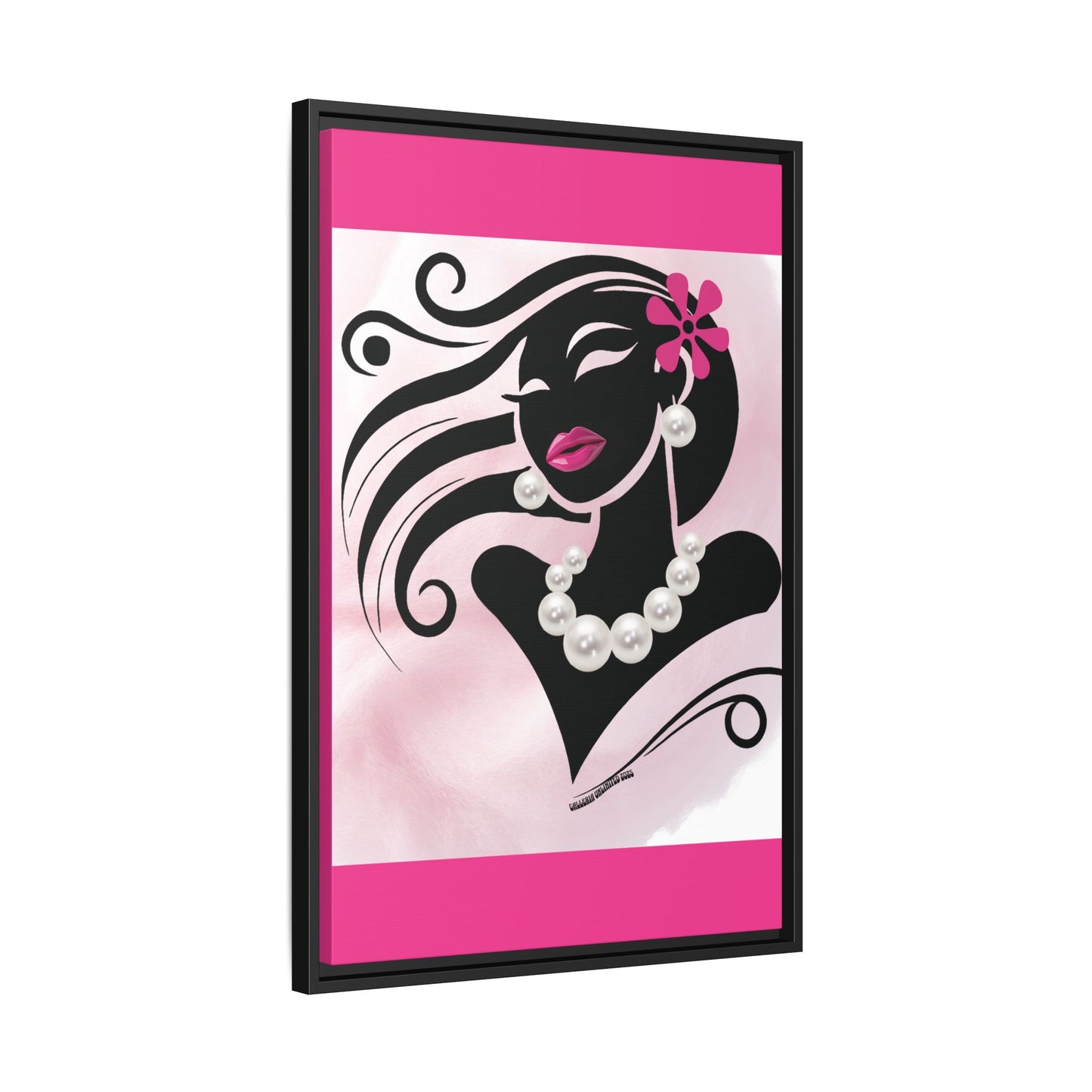Pearls & Curls6 | Pink Pout - Framed Matte Canvas Art