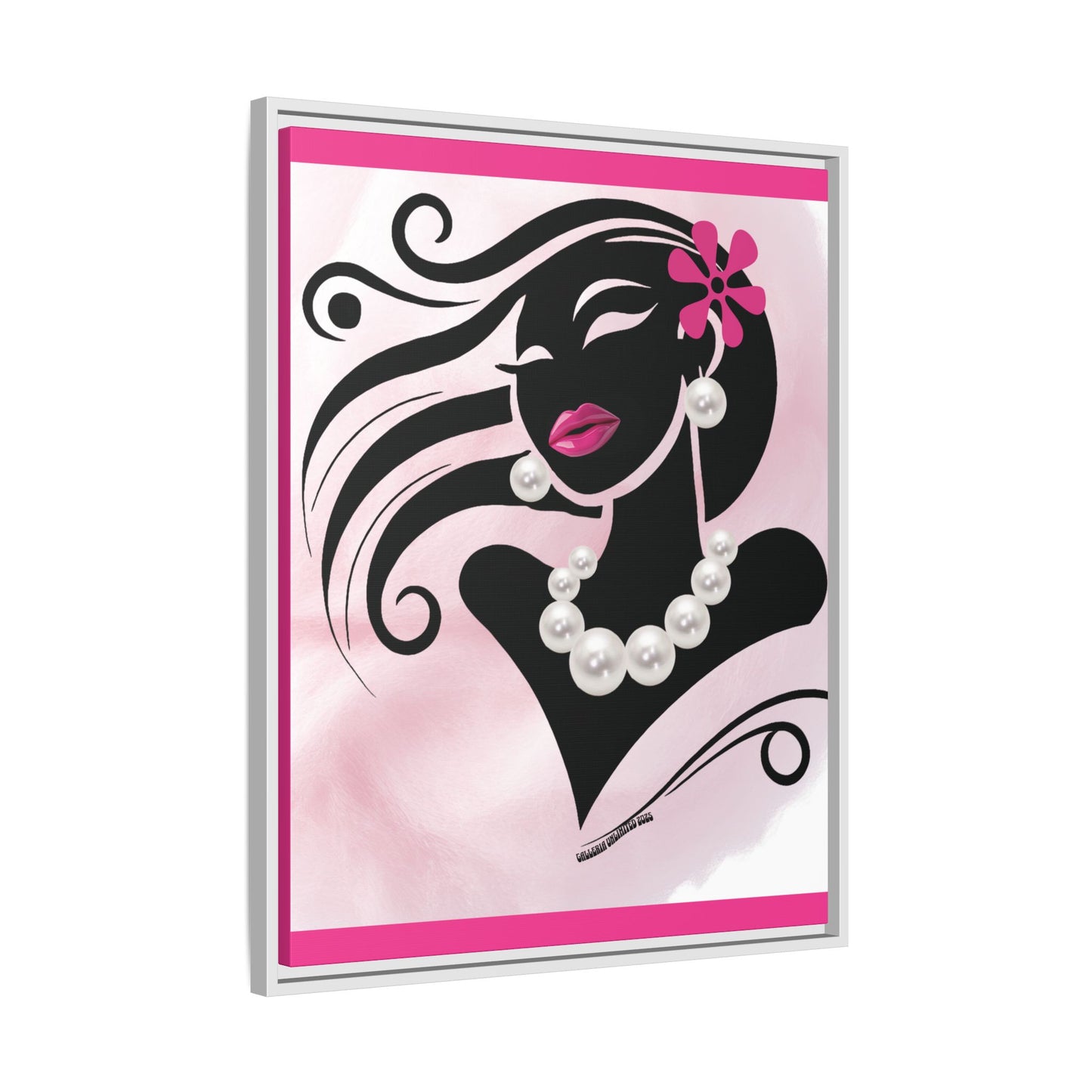 Pearls & Curls6 | Pink Pout - Framed Matte Canvas Art