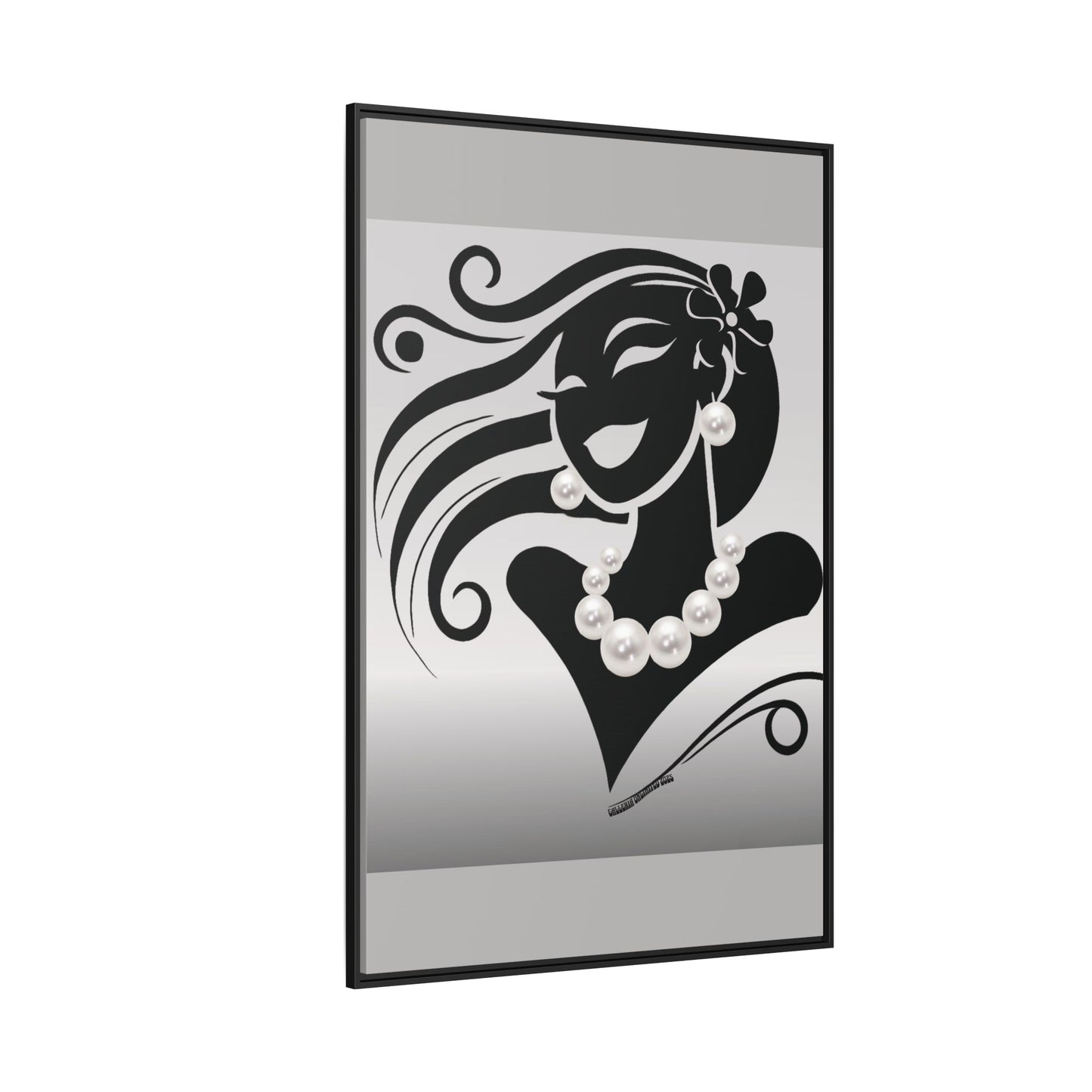 Pearls & Curls6 | Black and White - Framed Matte Canvas Art (black or white frame)