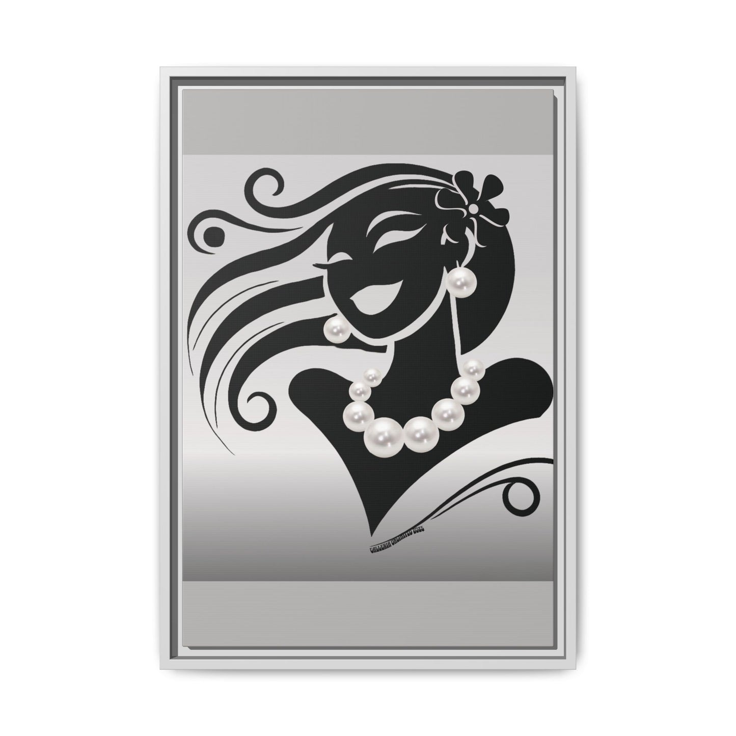 Pearls & Curls6 | Black and White - Framed Matte Canvas Art (black or white frame)