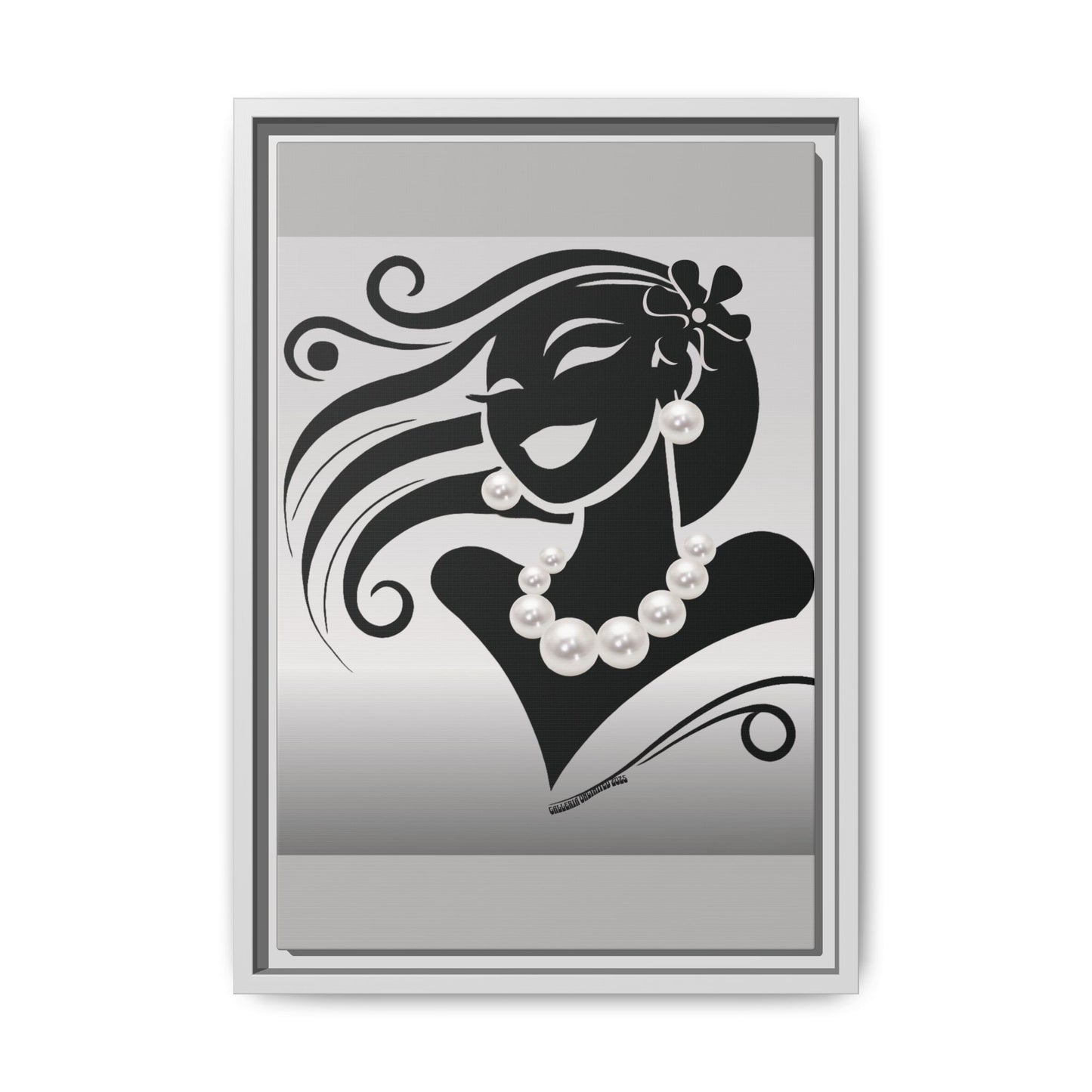 Pearls & Curls6 | Black and White - Framed Matte Canvas Art (black or white frame)