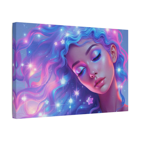 Winter Fantasy 3 | Dreamy Starry Muse Satin Stretched Canvas Print