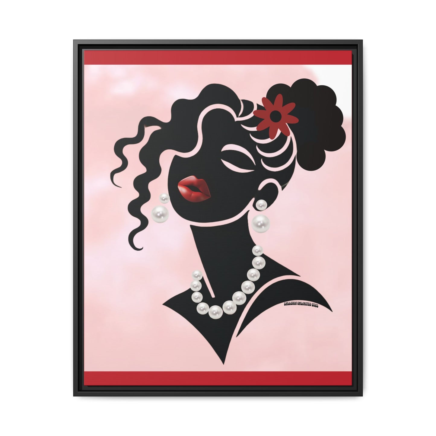 Pearls & Curls5 | Ruby Kiss - Framed Matte Canvas Art (black or white frame)