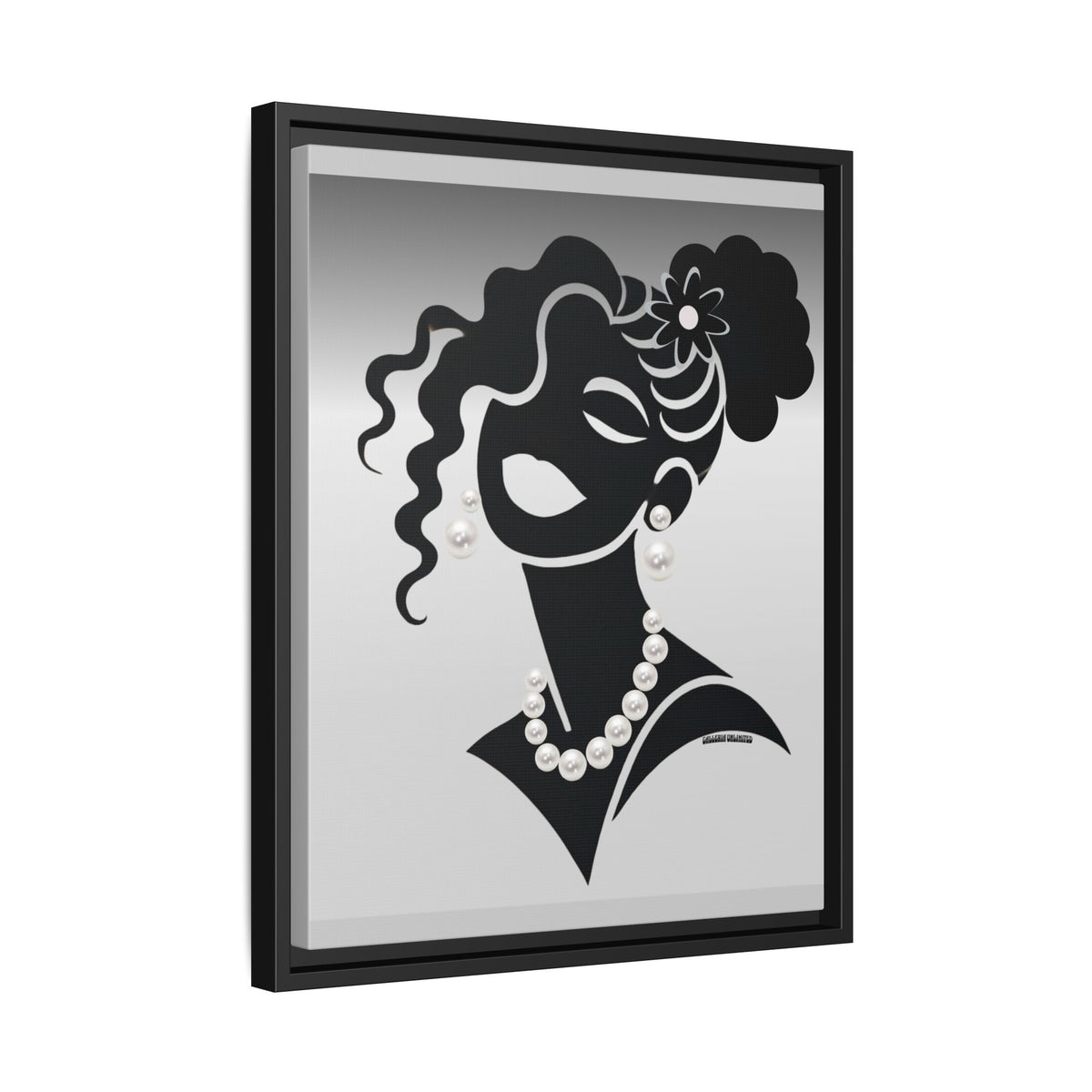 Pearls & Curls 5 | Black and White Framed Matte Canvas Wall Art (black or white frame)
