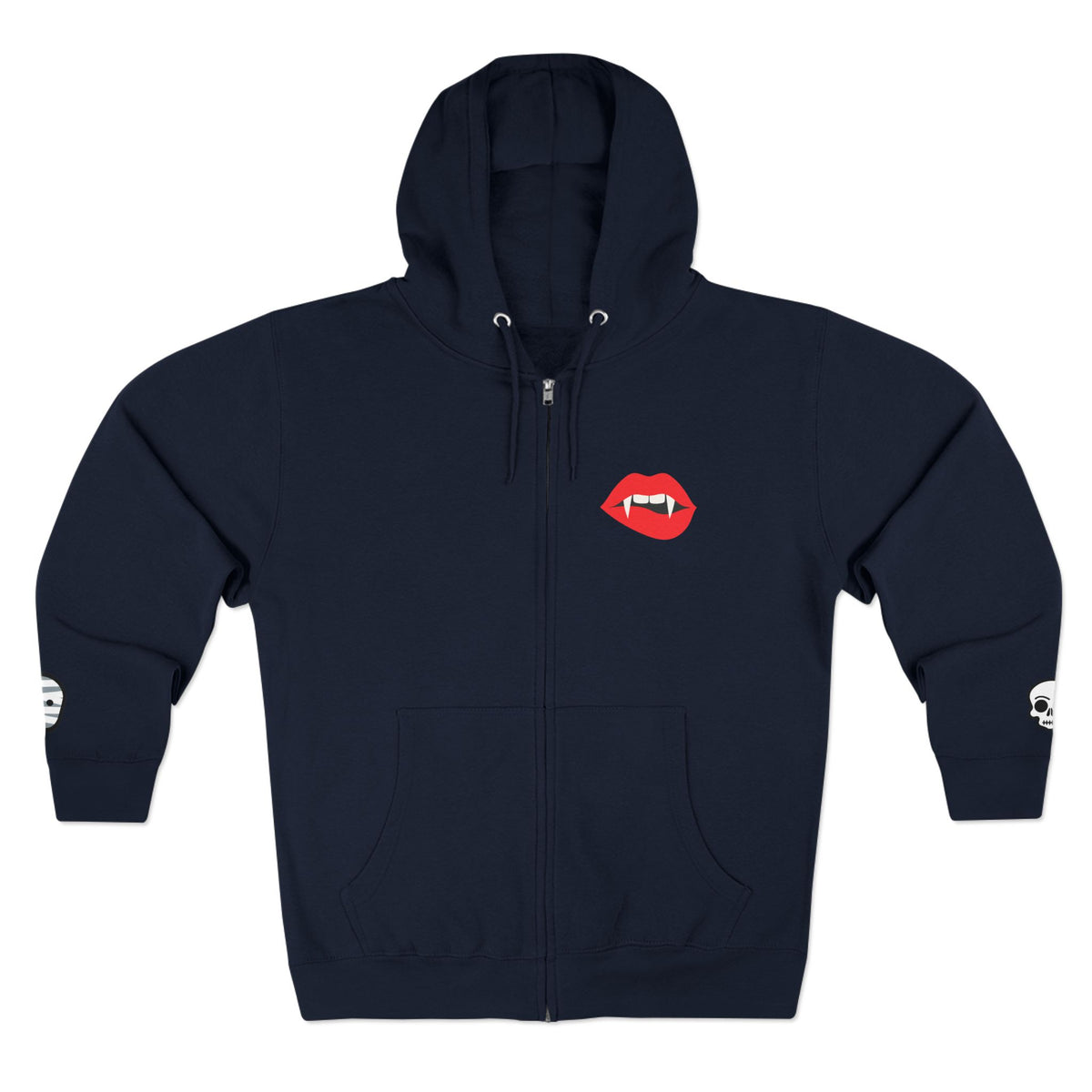 Spooky Season 3 | 'Spooky Season' Vampire Bite Graphic Icons Zip Hoodie -front and back design