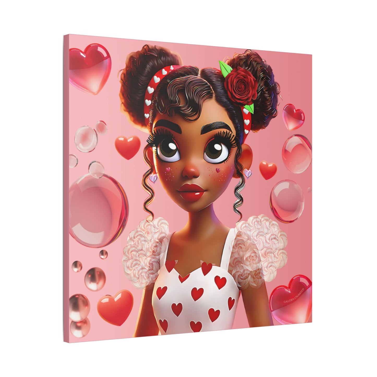 Heartbreaker Girl | Bubble Gum Satin Stretched Canvas Print