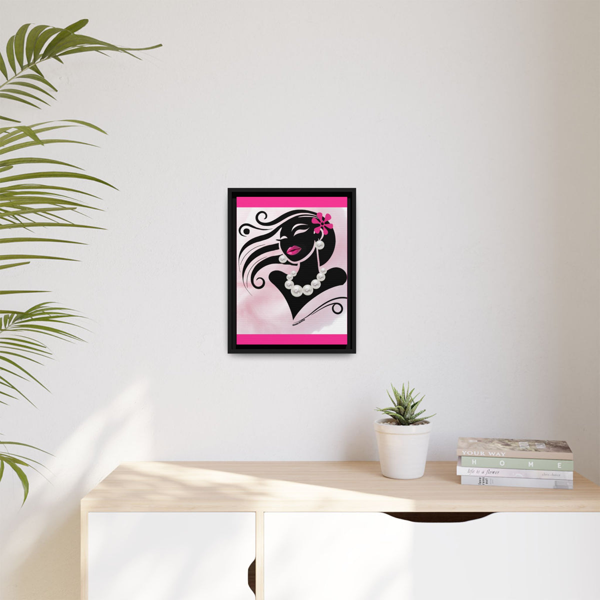 Pearls & Curls 6 | Candy Kiss Framed Matte Canvas Wall Art (black or white frame)