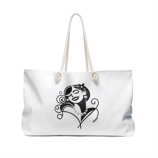 Pearls & Curls4 | White - Two-Sided Weekender Bag