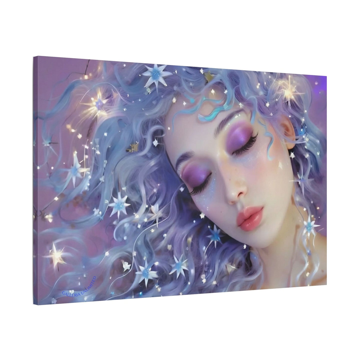 Winter Fantasy 4 | Celestial Maiden Serenity Satin Stretched Canvas Print