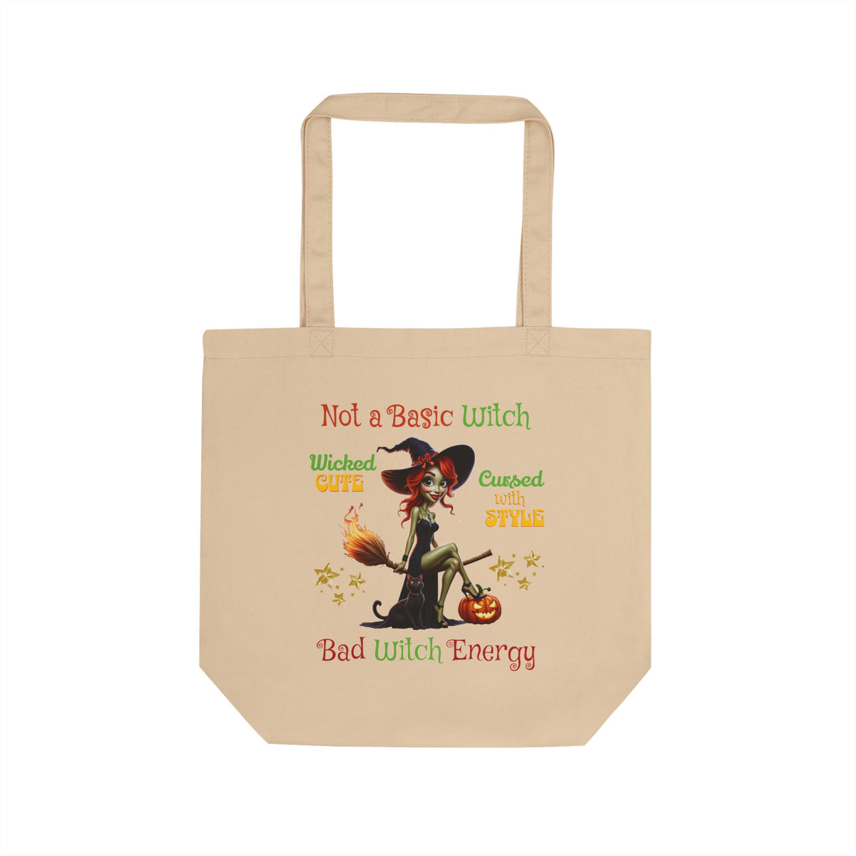 Spooky Season 1 | "Not a Basic Witch" & "Eat, Drink and Be Scary" Double-Sided Eco Canvas Tote Bag