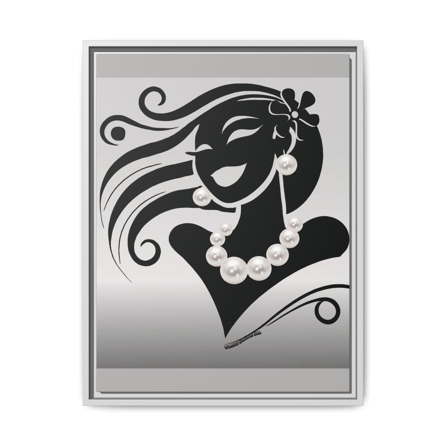 Pearls & Curls6 | Black and White - Framed Matte Canvas Art (black or white frame)
