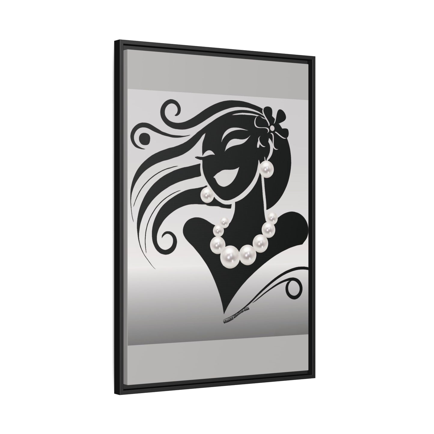 Pearls & Curls6 | Black and White - Framed Matte Canvas Art (black or white frame)