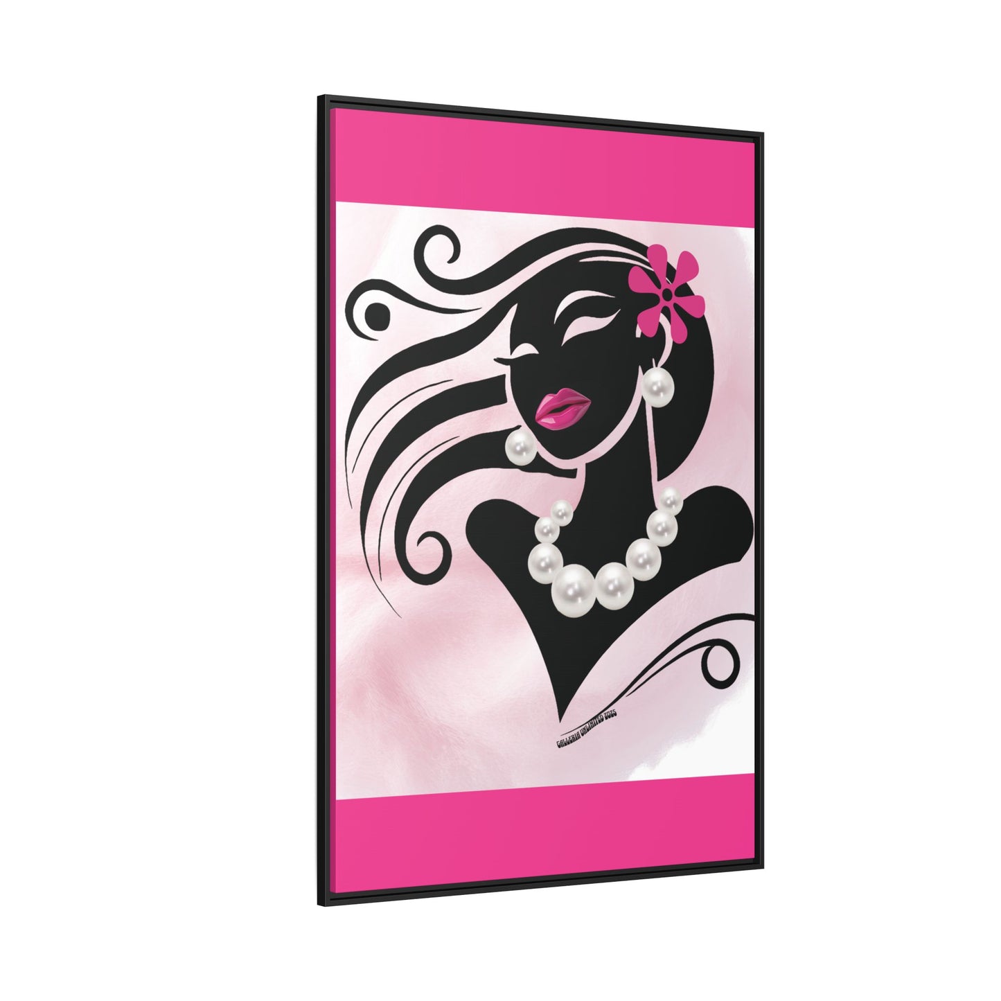 Pearls & Curls6 | Pink Pout - Framed Matte Canvas Art