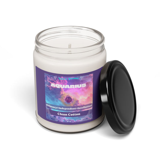 Aquarius | Clean Cotton Candle, 9oz (amethyst)