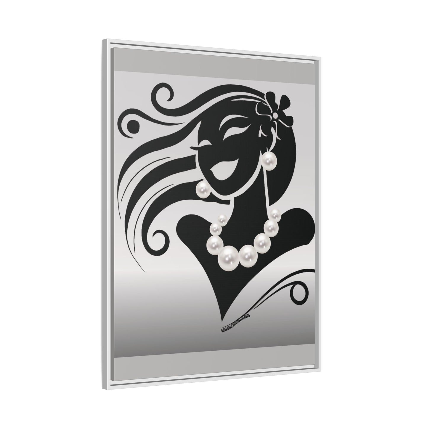 Pearls & Curls6 | Black and White - Framed Matte Canvas Art (black or white frame)