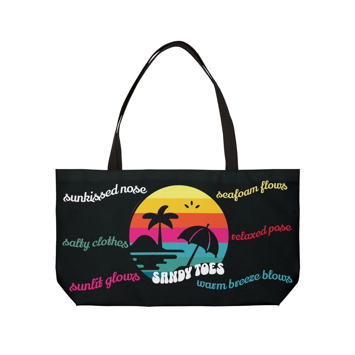 Sandy Toes | Licorice Two-Sided Sunset Palm Weekender Tote Bag