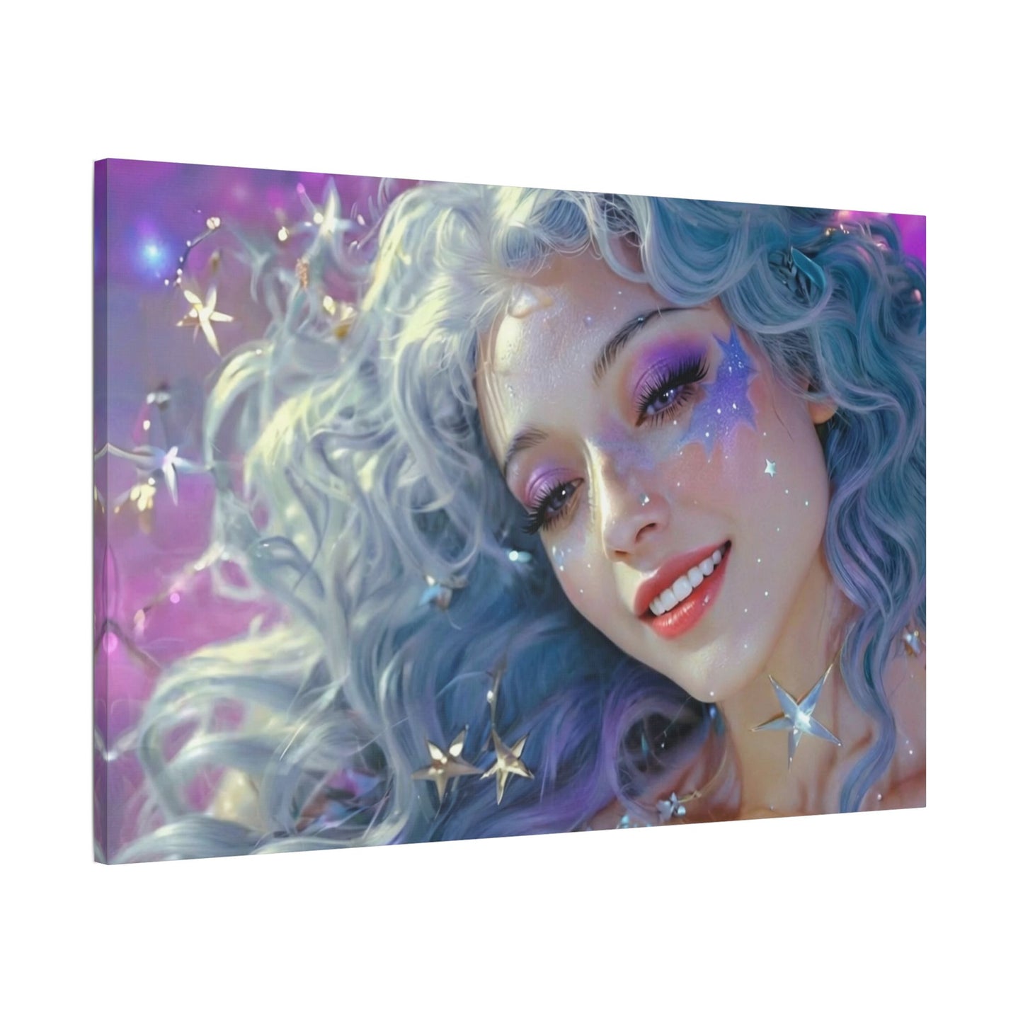 Winter Fantasy 6 | Celestial Maiden Starlight Satin Stretched Canvas Print