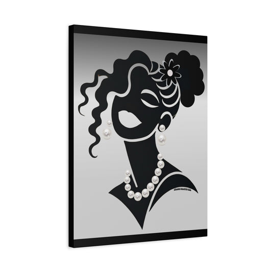 Pearls & Curls5 | Black and White Canvas Matte Print