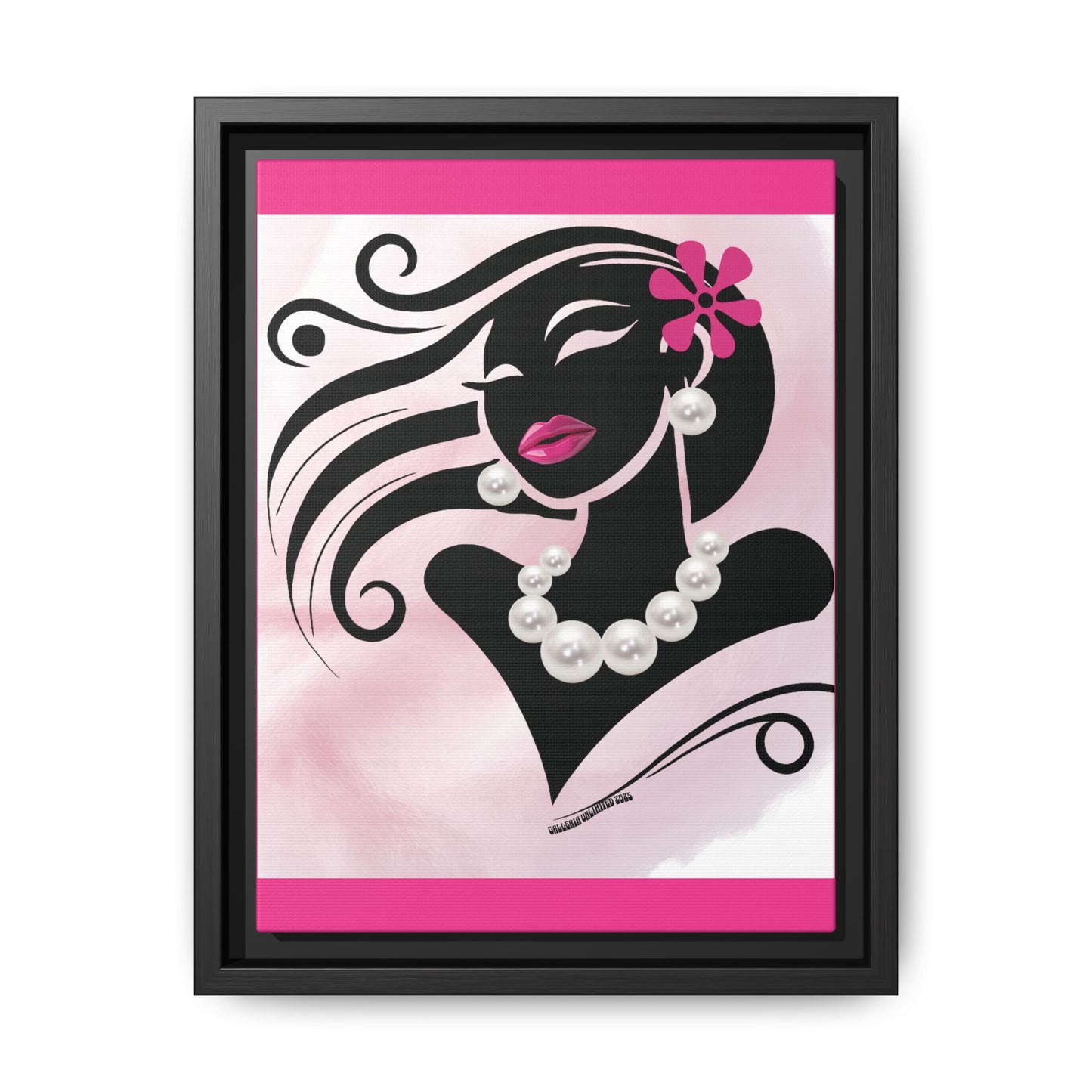 Pearls & Curls6 | Pink Pout - Framed Matte Canvas Art