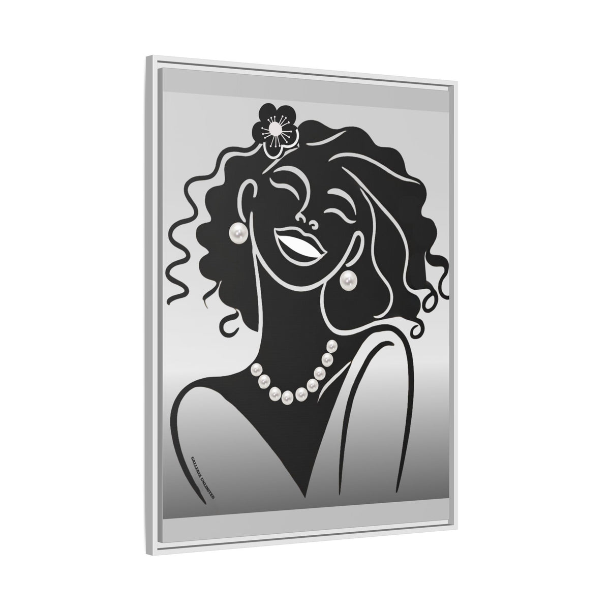 Pearls & Curls 2 | Black and White Framed Matte Canvas Wall Art (black or white frame)