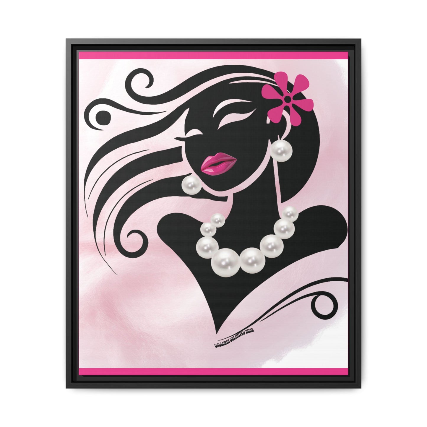 Pearls & Curls6 | Pink Pout - Framed Matte Canvas Art