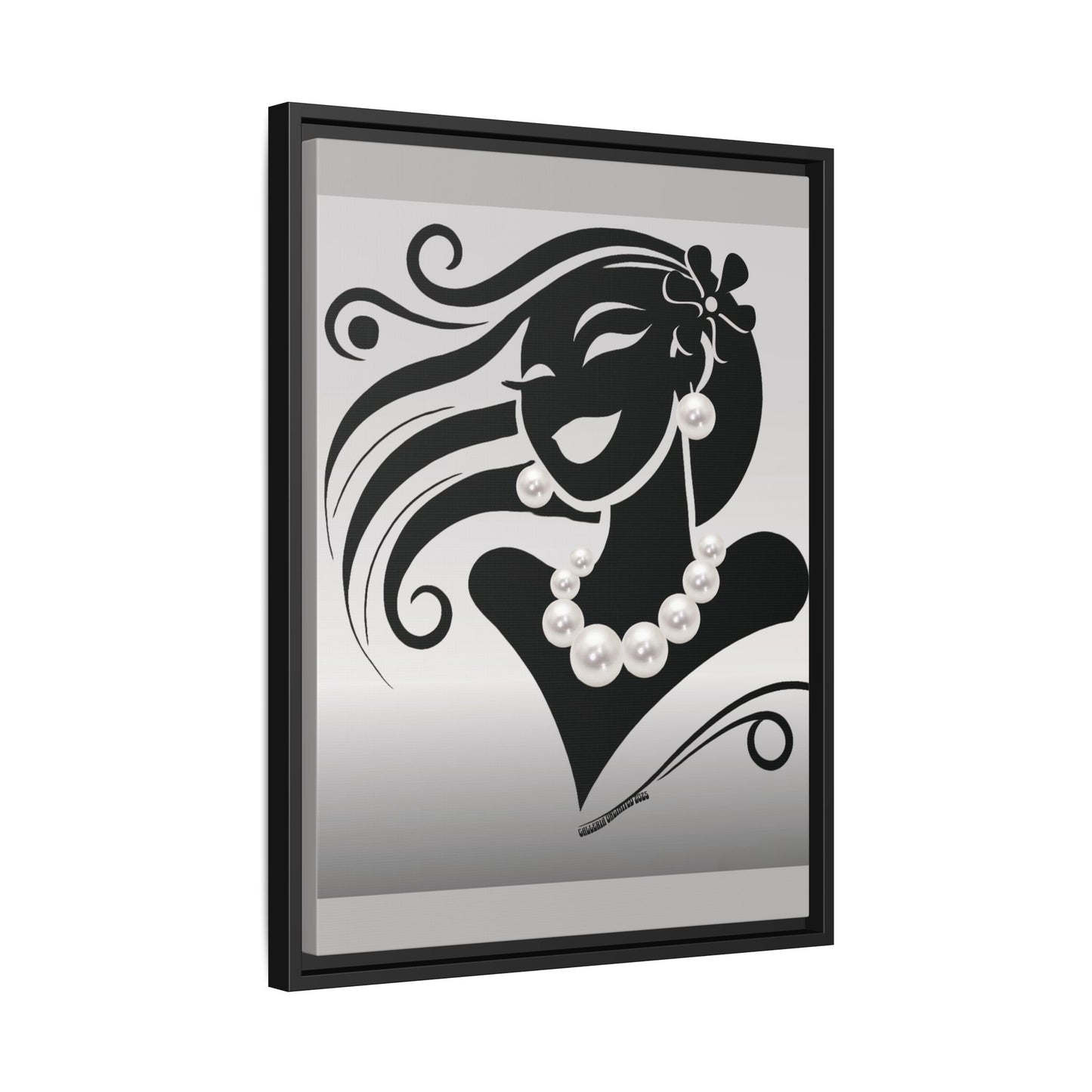Pearls & Curls6 | Black and White - Framed Matte Canvas Art (black or white frame)