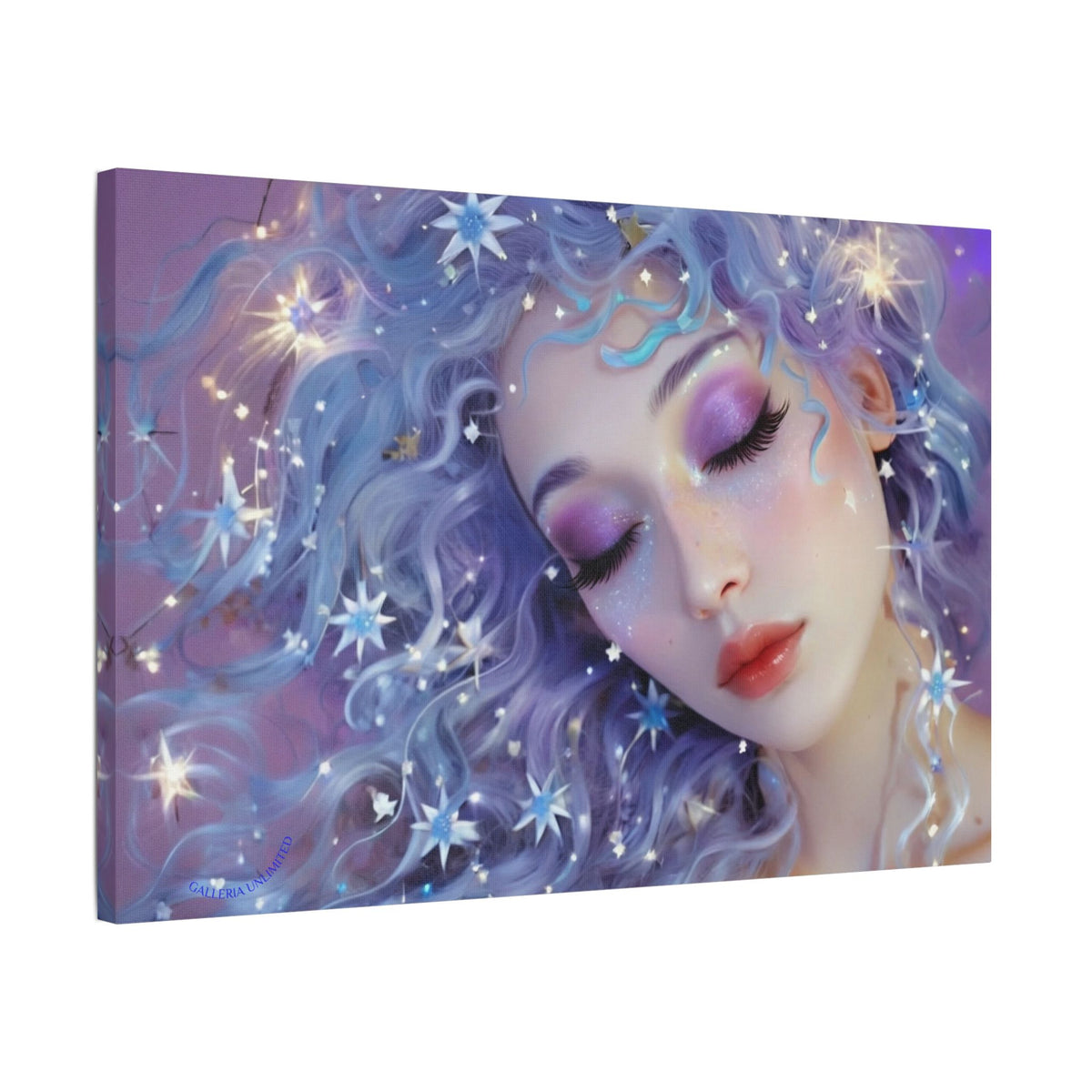 Winter Fantasy 5 | Celestial Maiden Slumber Satin Stretched Canvas Print