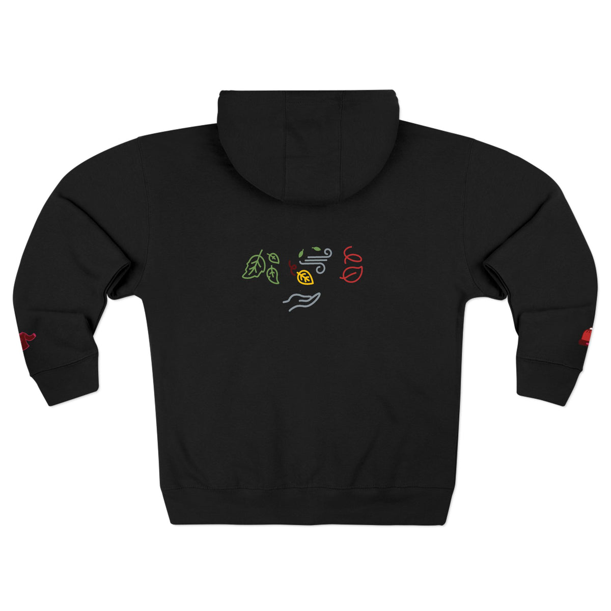 Autumn Harvest 6 | 'Sweater Weather' Graphic Icon Zip Hoodie (non-embroidered) — Cozy Fall Hoodie with Autumn Icons, front and back design