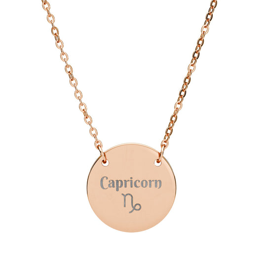 Capricorn | Medallion Glyph Necklace (18K gold/rose gold, stainless steel, rainbow/black PVD coating)