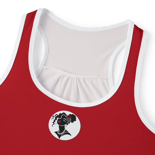 Pearls & Curls5 | Dark Red - Ruby Kiss Ringer Tank (black or white trim)