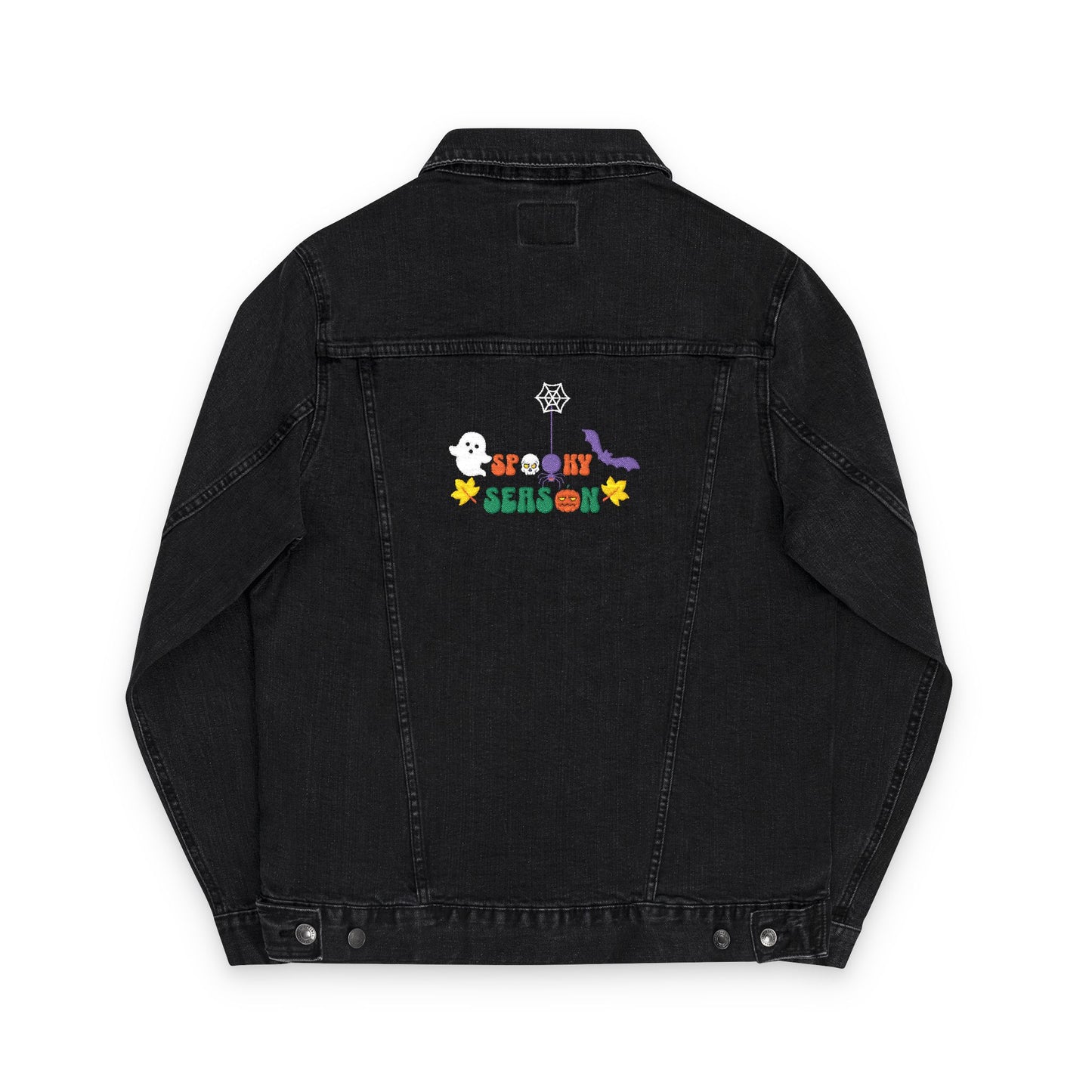 The Spooky Edit1 - Embroidered Denim Jacket (classic and black denim)