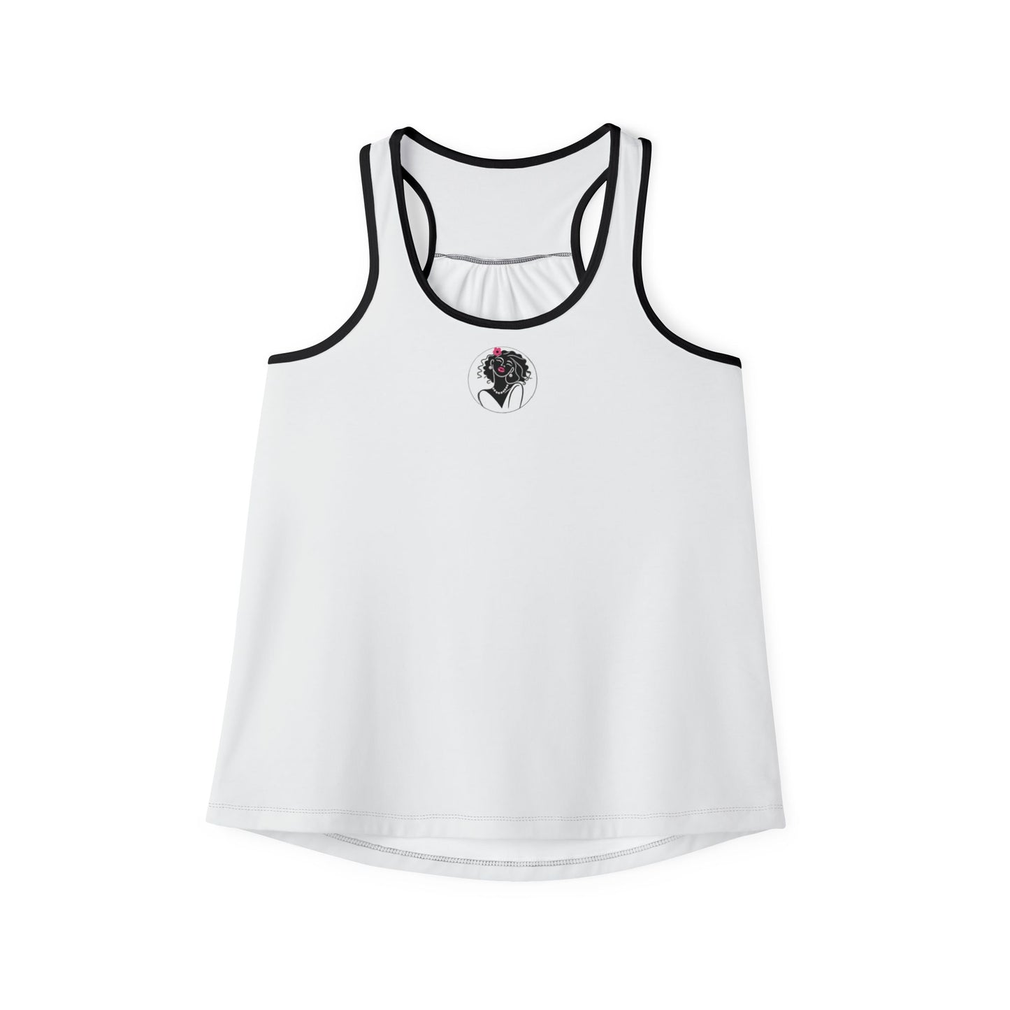 Pearls & Curls2 | White - Pink Pout Ringer Tank (black or white trim)