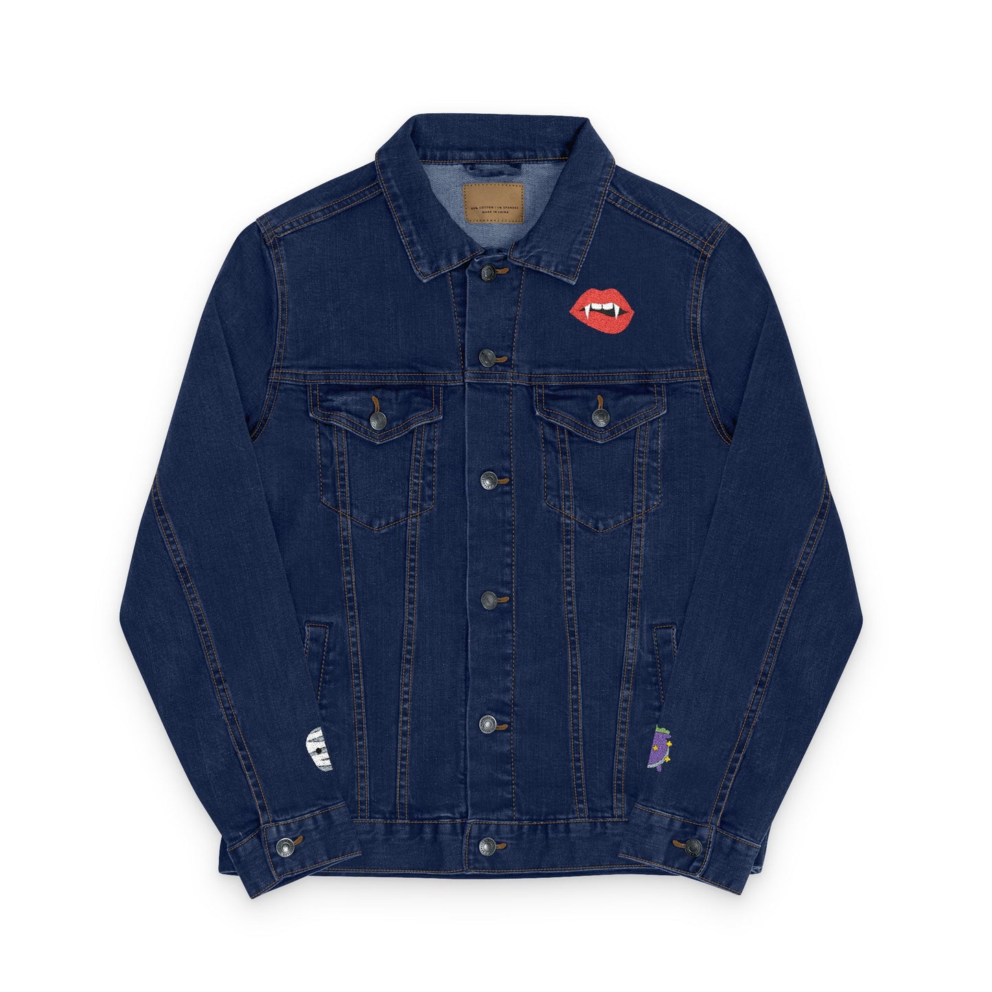 The Spooky Edit1 - Embroidered Denim Jacket (classic and black denim)