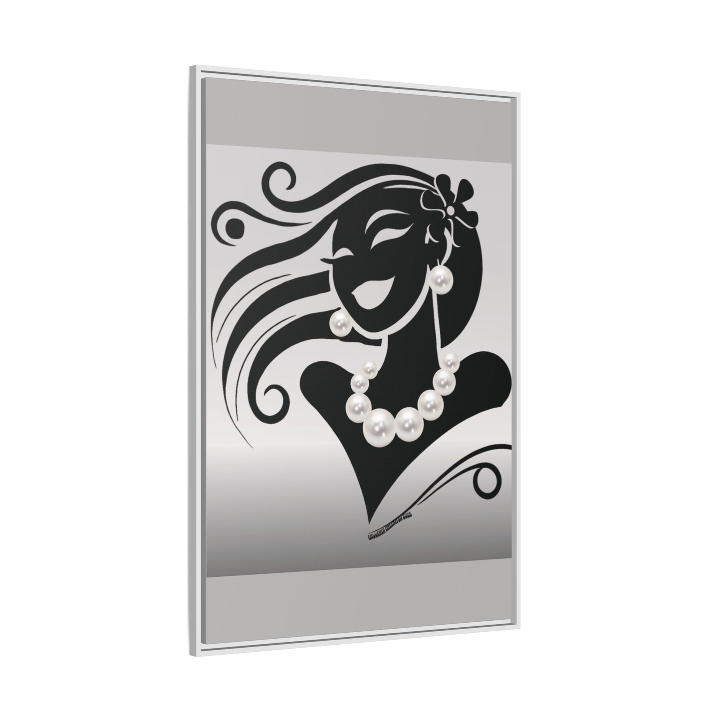 Pearls & Curls6 | Black and White - Framed Matte Canvas Art (black or white frame)