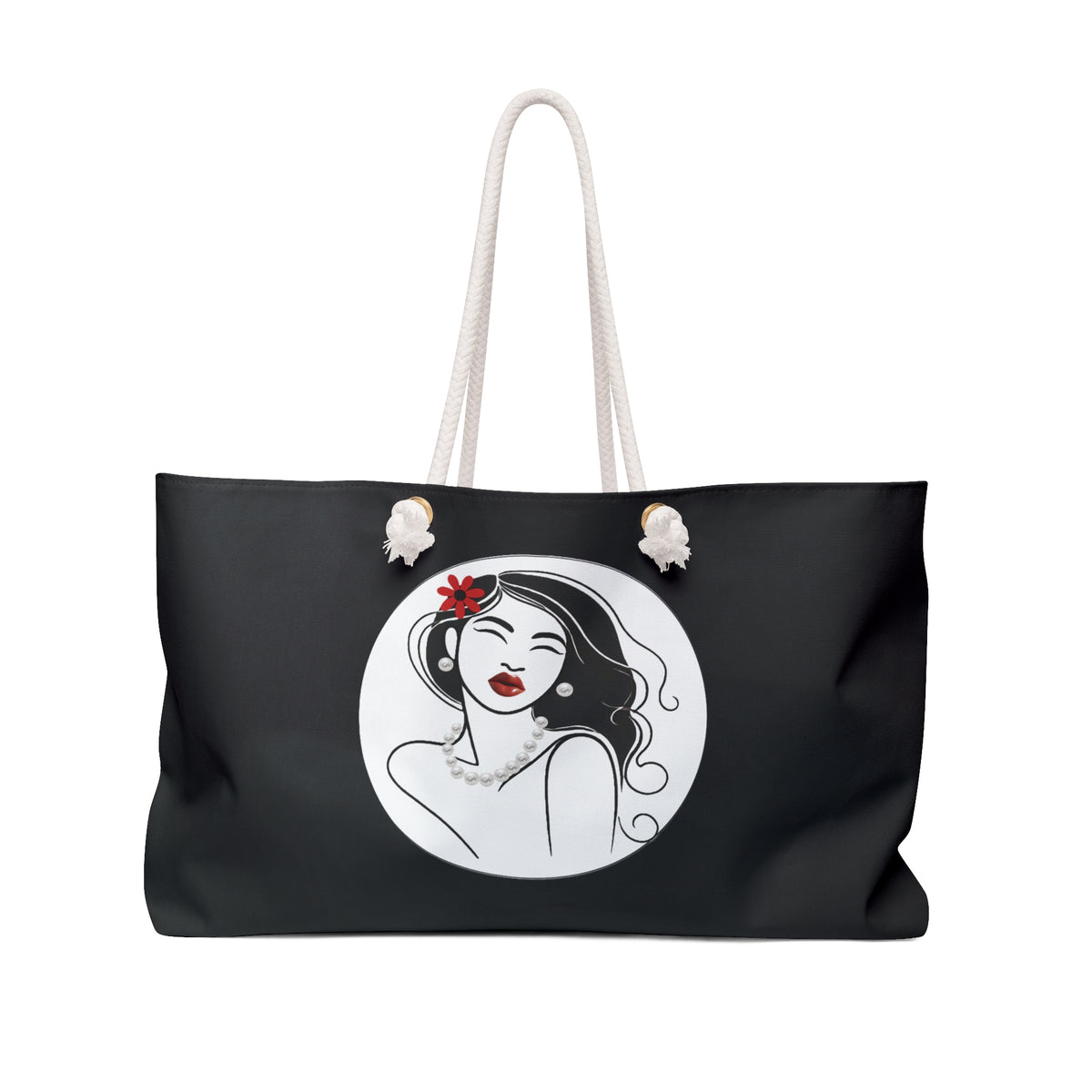 Pearls & Curls 3 | Black Double-Sided Weekender Bag