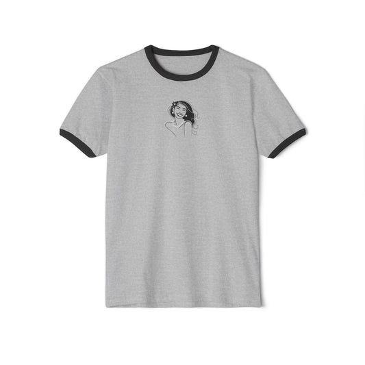 Pearls & Curls3| Plain Ringer Tee (heather grey or white)
