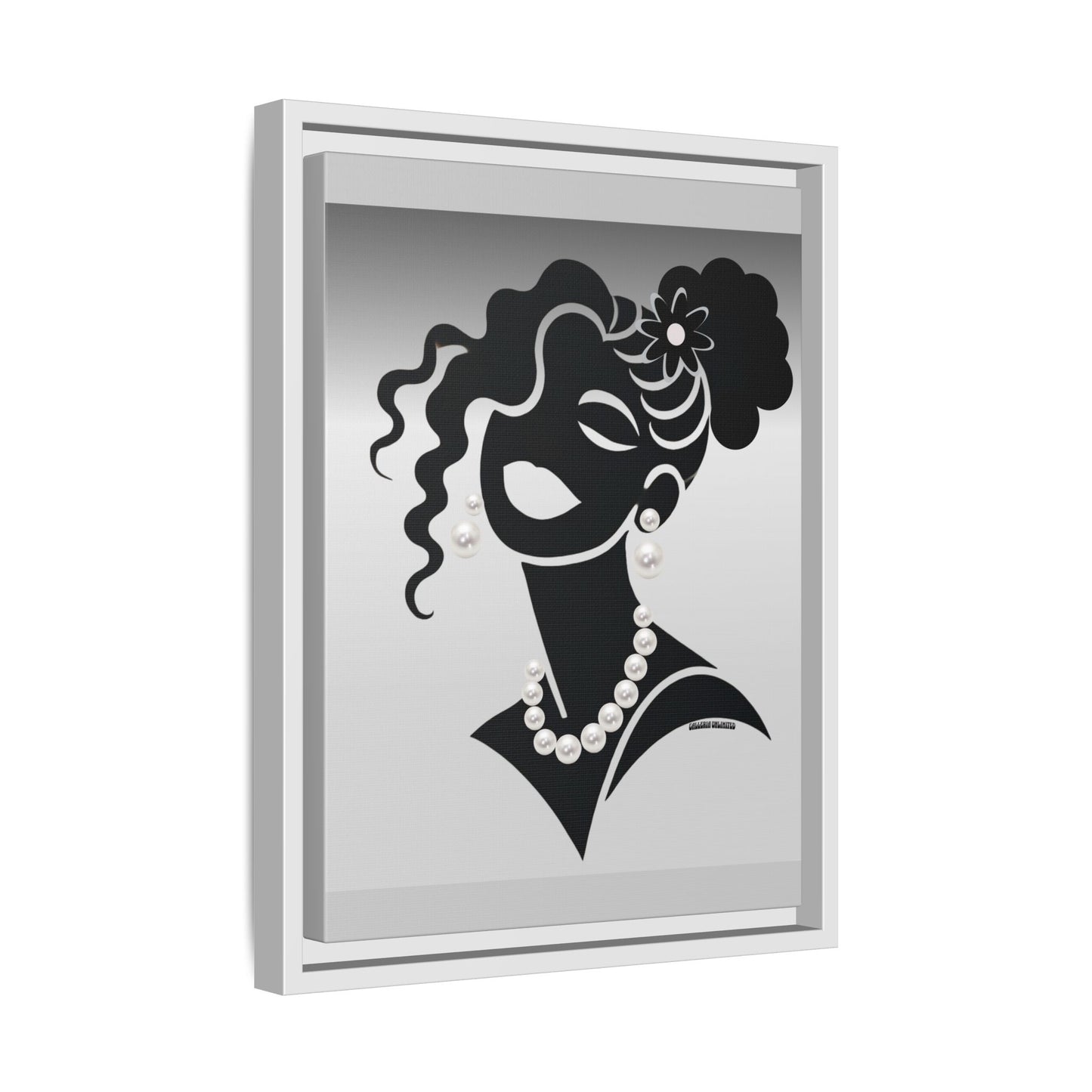Pearls & Curls 5 | Black and White Framed Matte Canvas Wall Art (black or white frame)