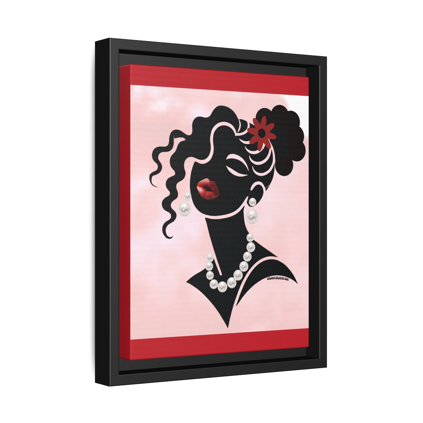 Pearls & Curls5 | Ruby Kiss - Framed Matte Canvas Art (black or white frame)