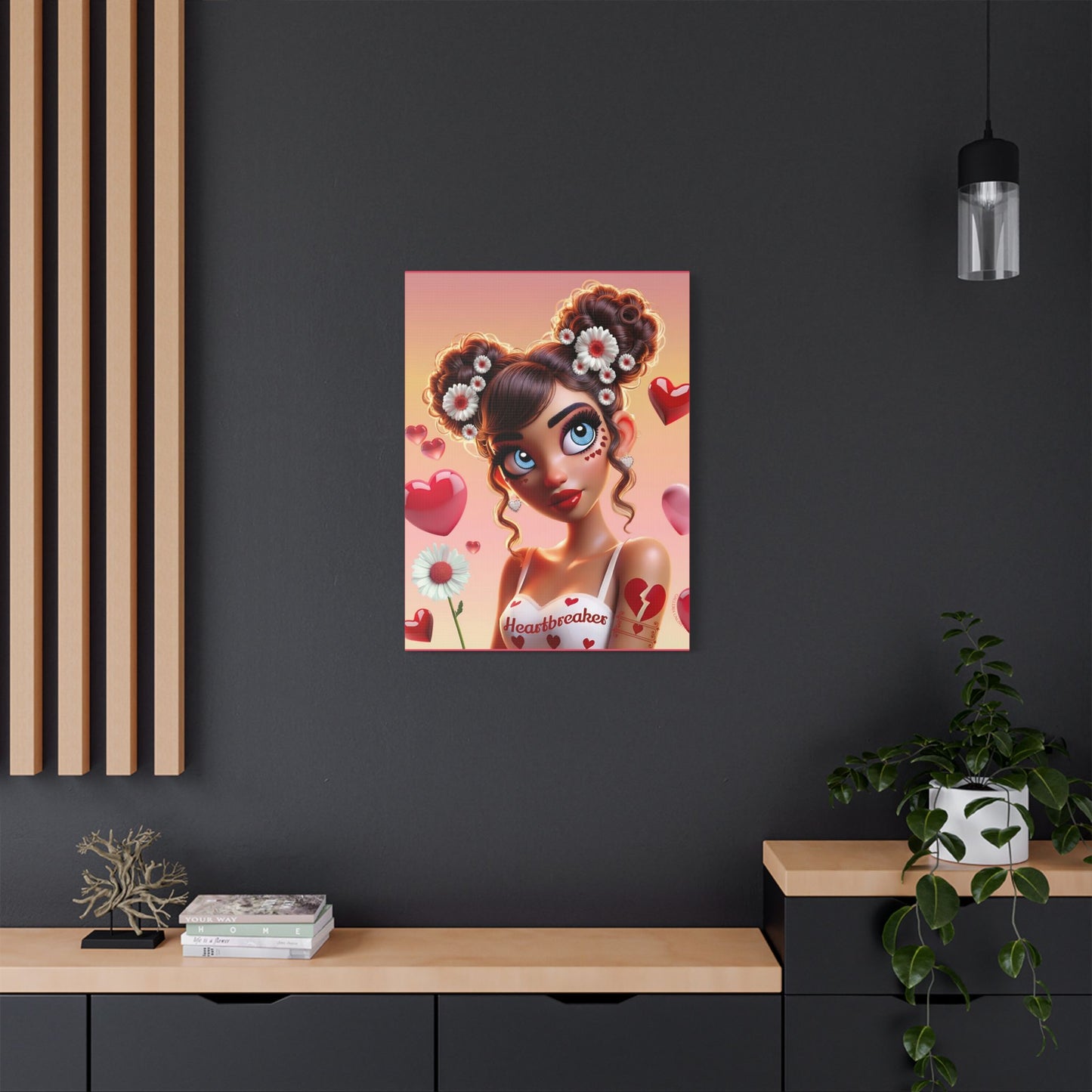 Heartbreaker 1 l Raspberry Satin Stretched Canvas Print