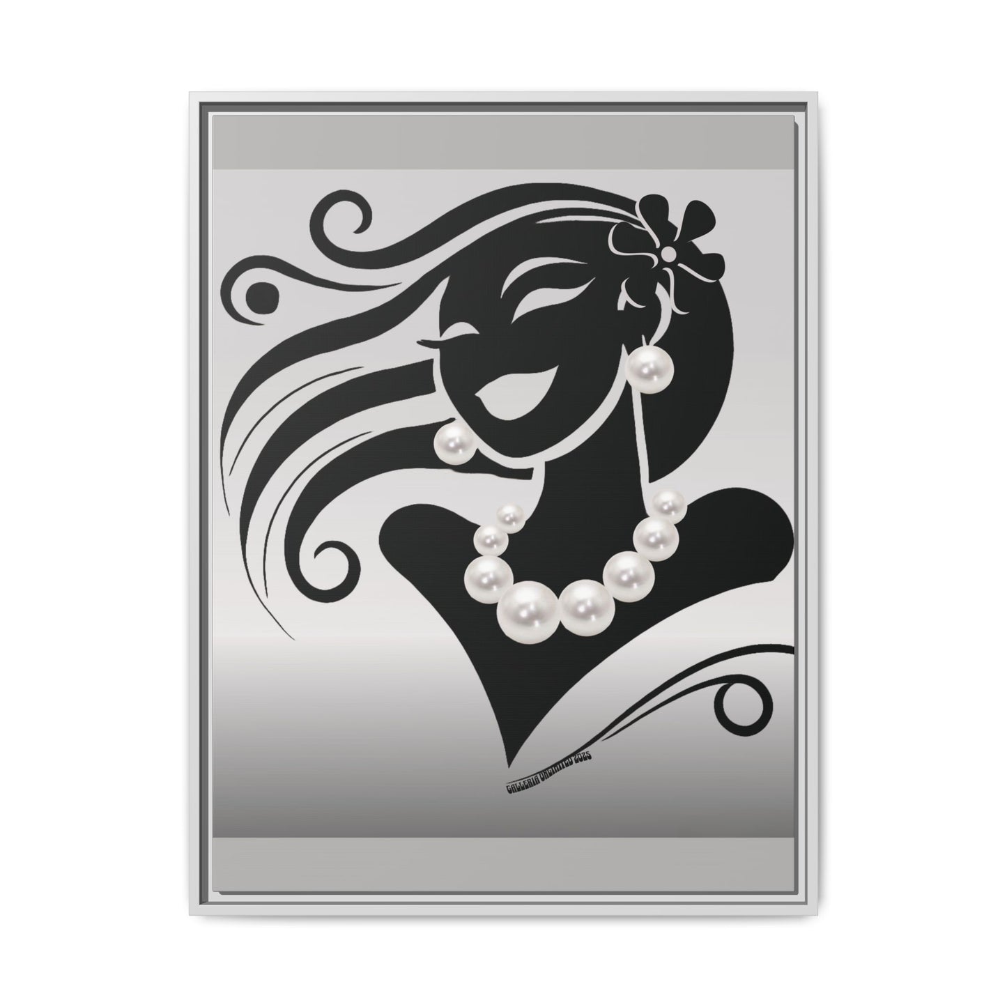 Pearls & Curls6 | Black and White - Framed Matte Canvas Art (black or white frame)