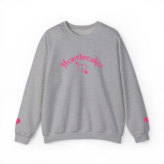 Heartbreaker 0 | Pink Embroidered Heartbreaker Crewneck Sweatshirt