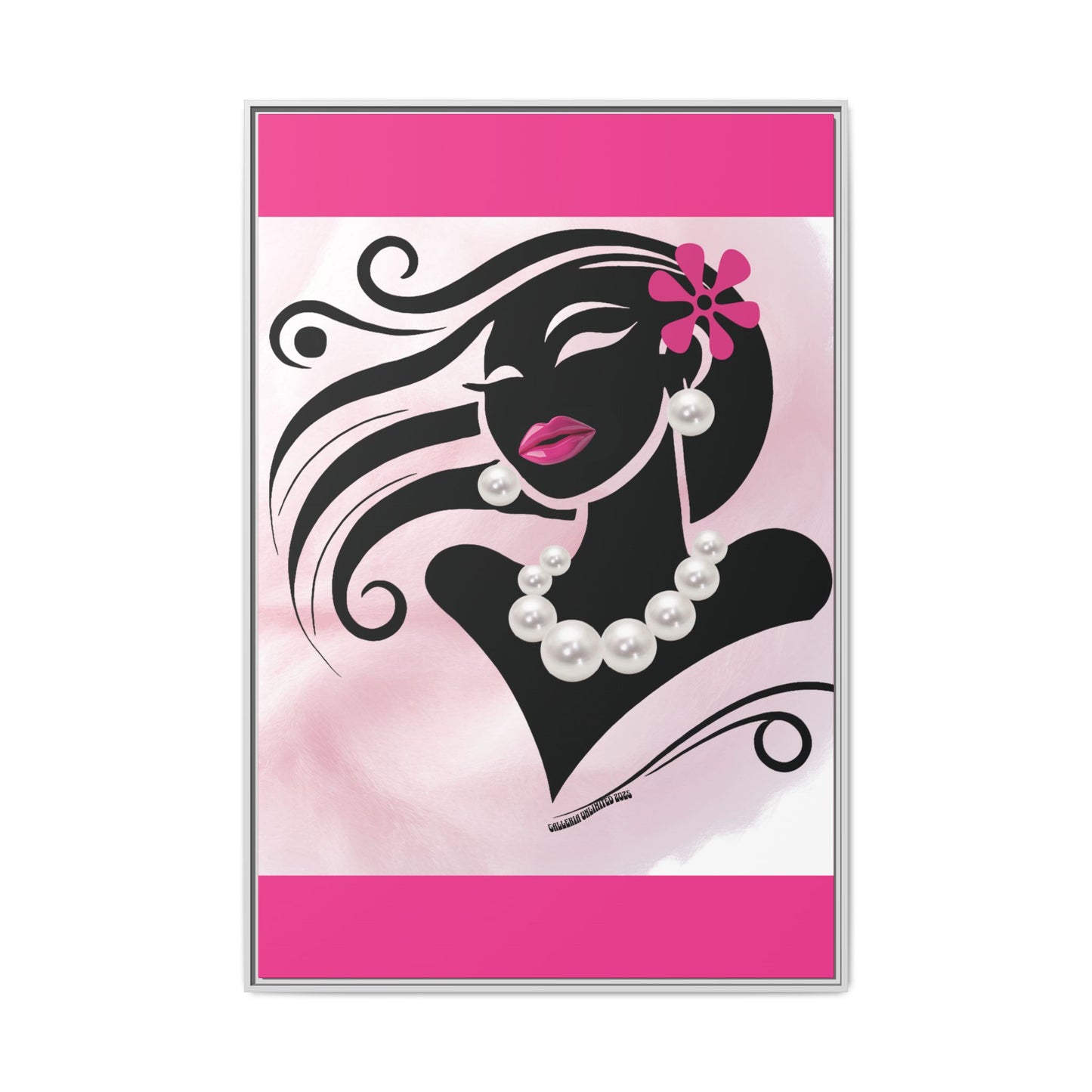 Pearls & Curls6 | Pink Pout - Framed Matte Canvas Art