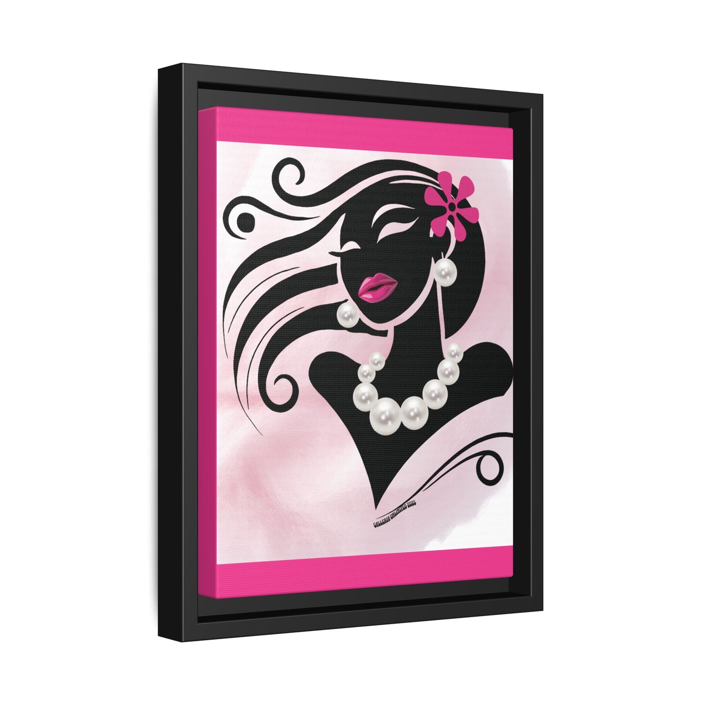 Pearls & Curls6 | Pink Pout - Framed Matte Canvas Art