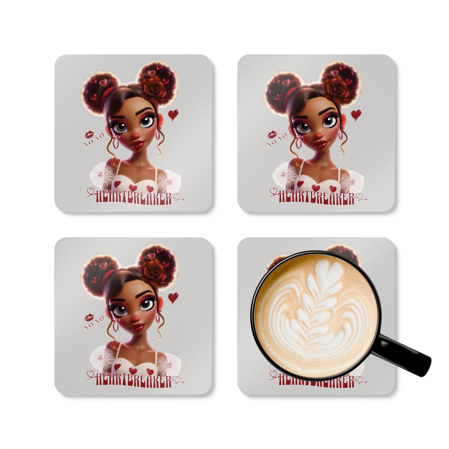 Heartbreaker 3 | Ice Gray Corkwood Coaster Set