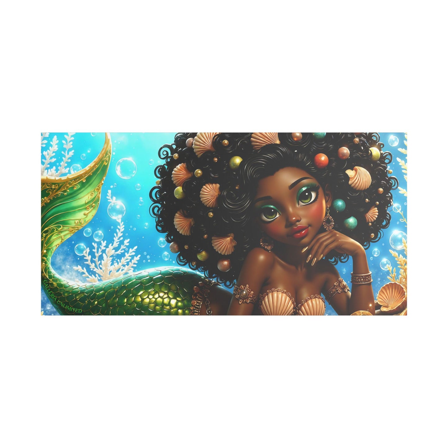 Sirens of the Gilded Sea | Blue Lagoon, Satin Stretched Canvas