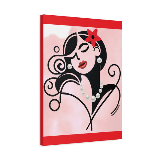Pearls & Curls4 | Scarlet Kiss Matte Canvas Print