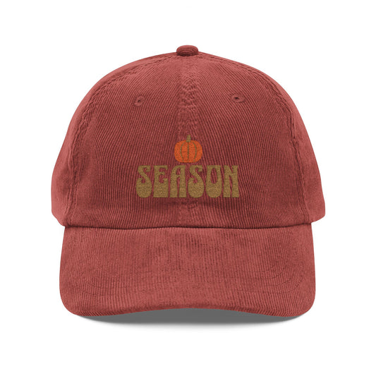 The Cozy Edit3 | Gold Embroidered Pumpkin Season Corduroy Cap