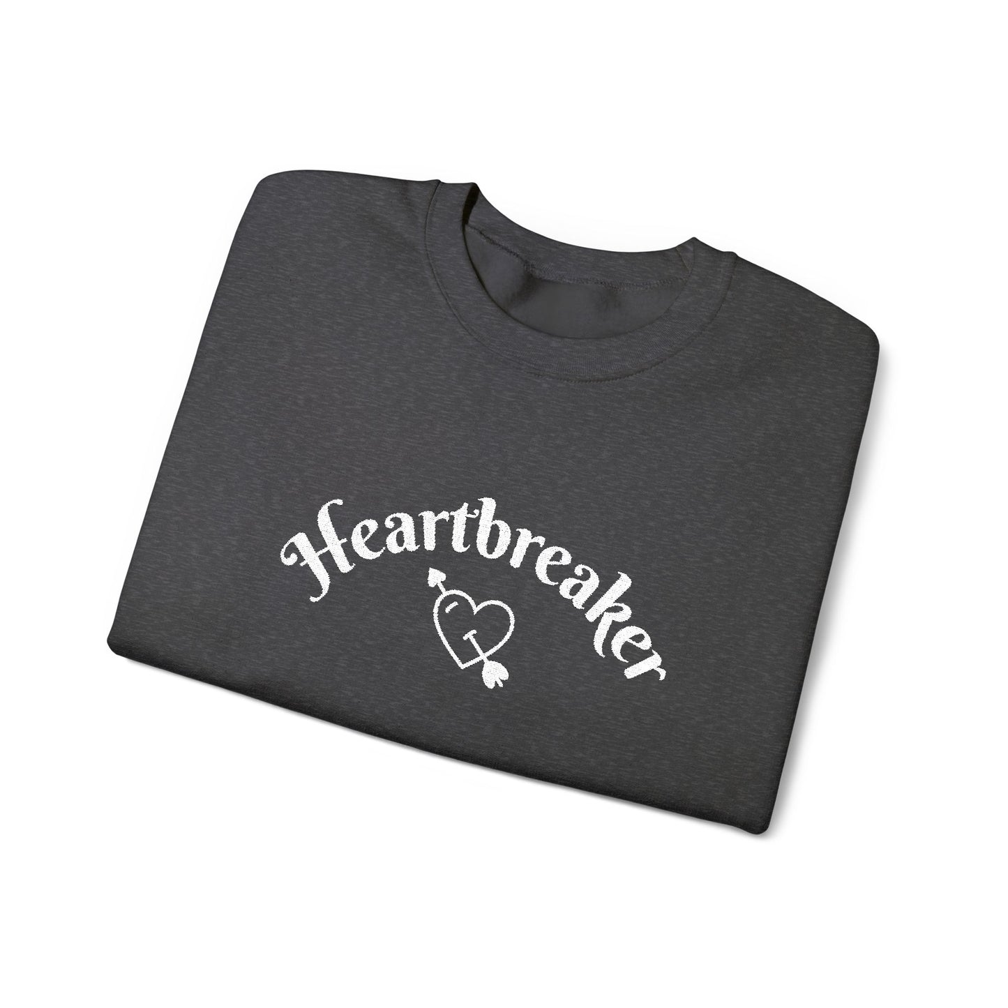 Heartbreaker 0 | White Embroidered Heartbreaker Crewneck Sweatshirt