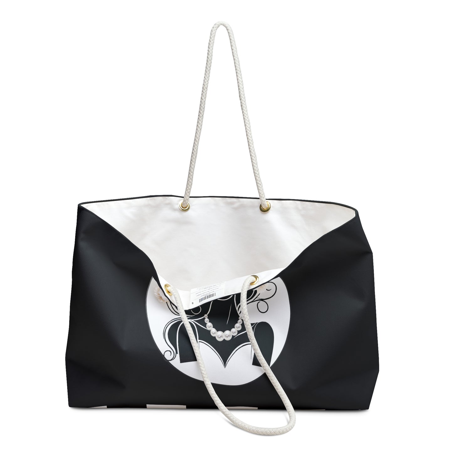 Pearls & Curls 1 | Black Double-Sided Weekender Bag