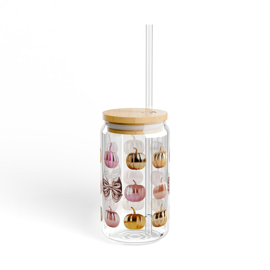 The Cozy Edit2 - Rose Gold Pumpkin Sipper Glass, 16oz